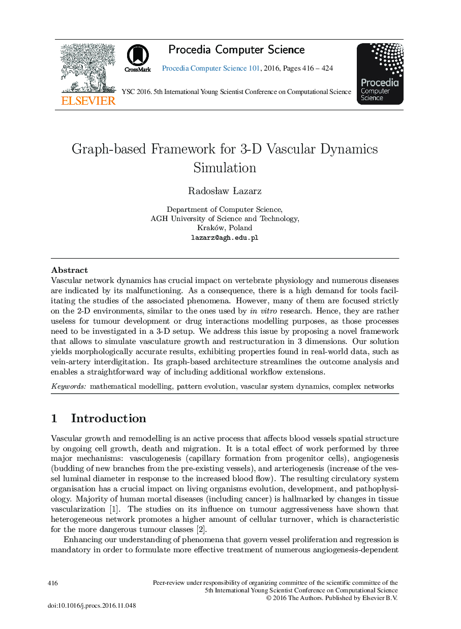Graph-based Framework for 3-D Vascular Dynamics Simulation