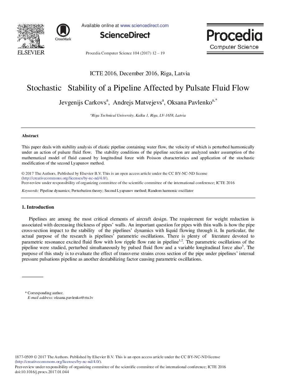 Stochastic Stability of a Pipeline Affected by Pulsate Fluid Flow