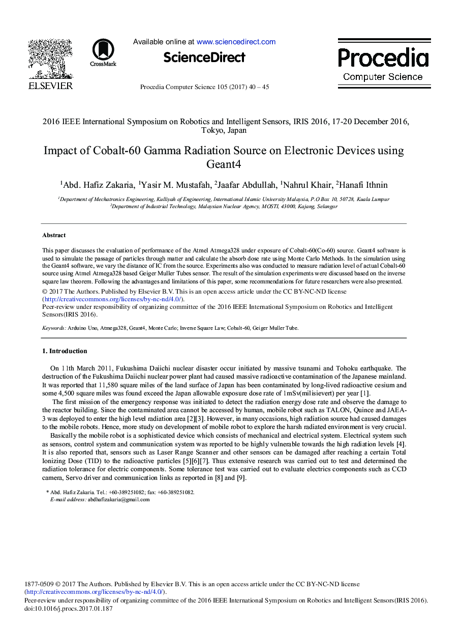 Impact of Cobalt-60 Gamma Radiation Source on Electronic Devices using Geant4