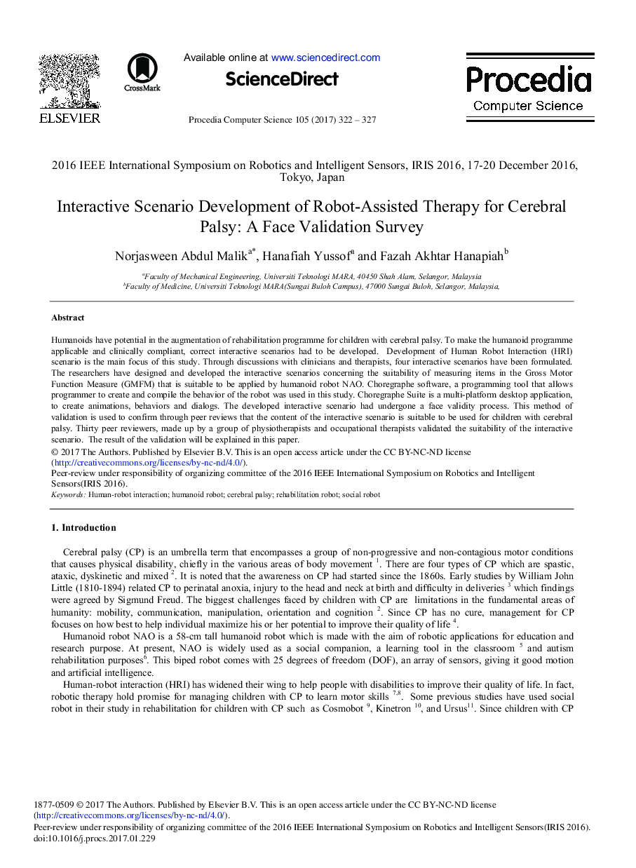 Interactive Scenario Development of Robot-assisted Therapy for Cerebral Palsy: A Face Validation Survey