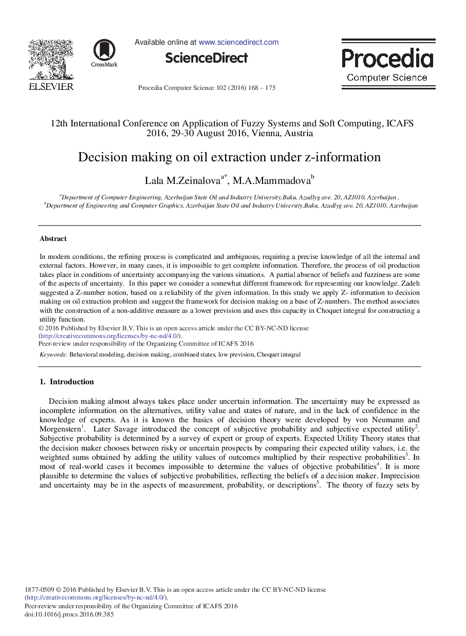 Decision Making on Oil Extraction under Z-information