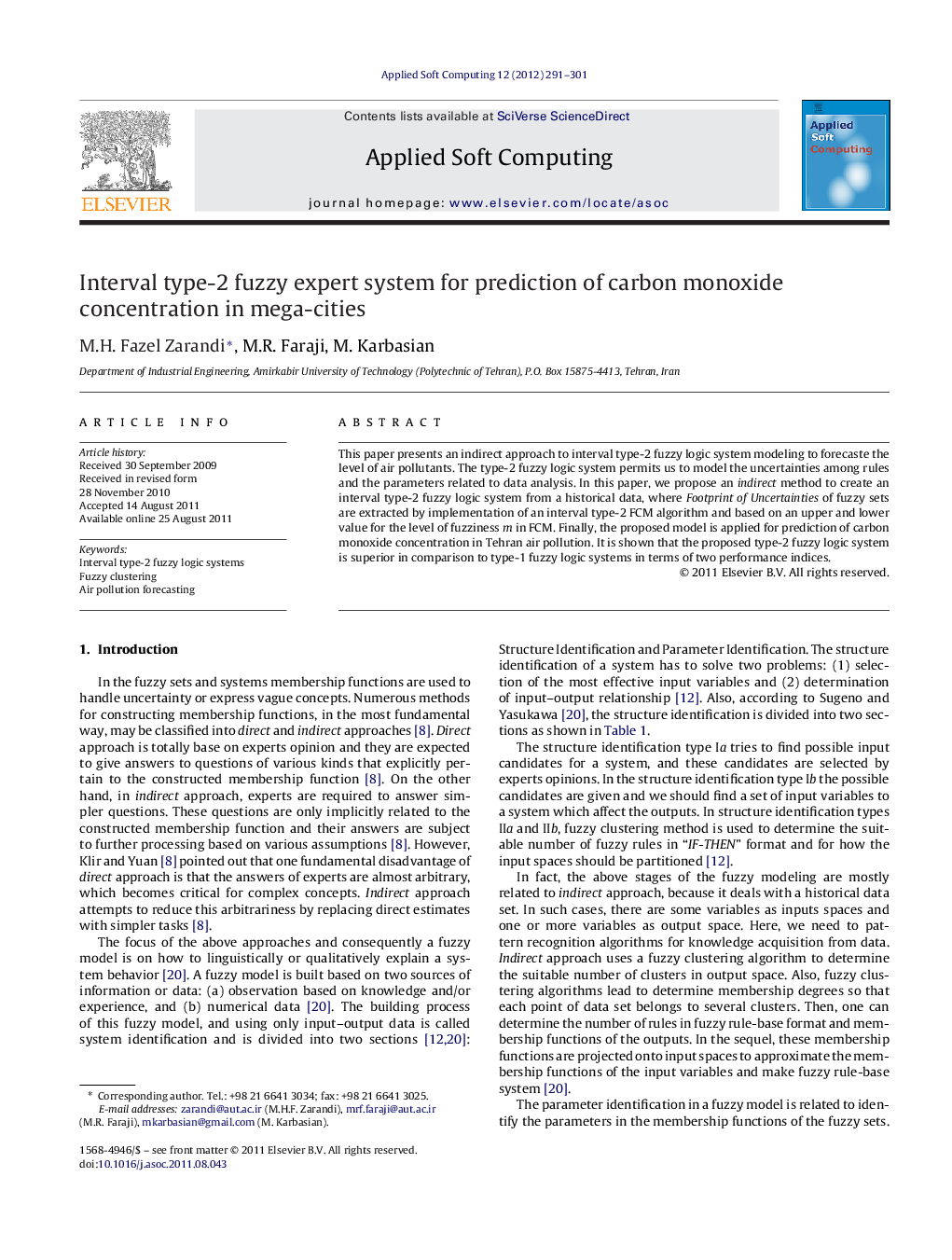 Interval type-2 fuzzy expert system for prediction of carbon monoxide concentration in mega-cities