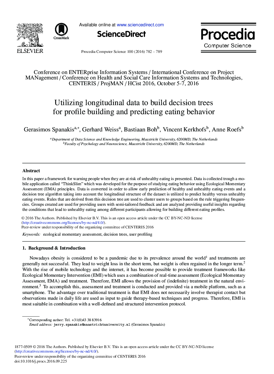 Utilizing Longitudinal Data to Build Decision Trees for Profile Building and Predicting Eating Behavior