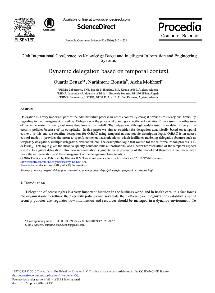 Dynamic Delegation Based on Temporal Context