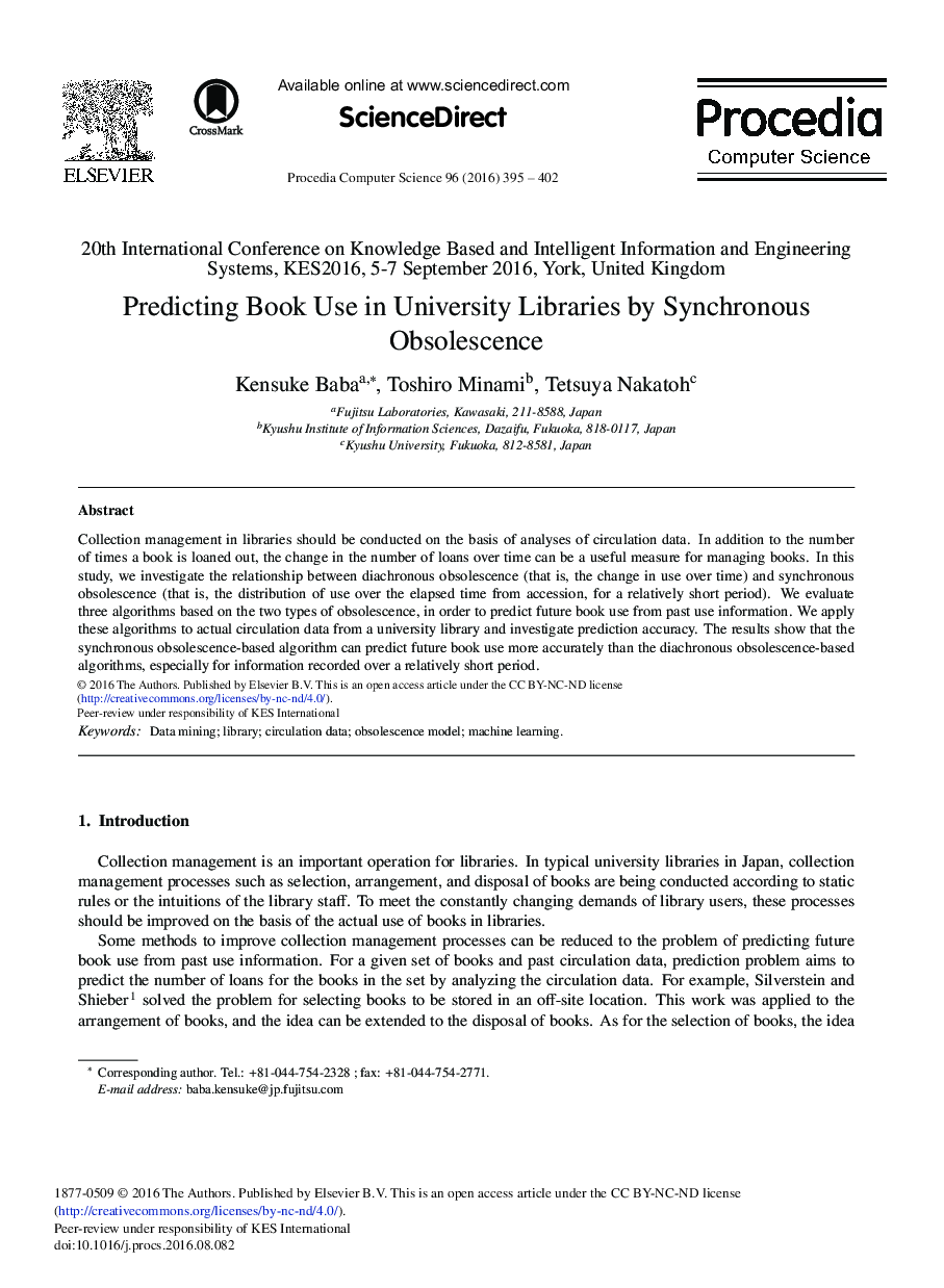 Predicting Book Use in University Libraries by Synchronous Obsolescence