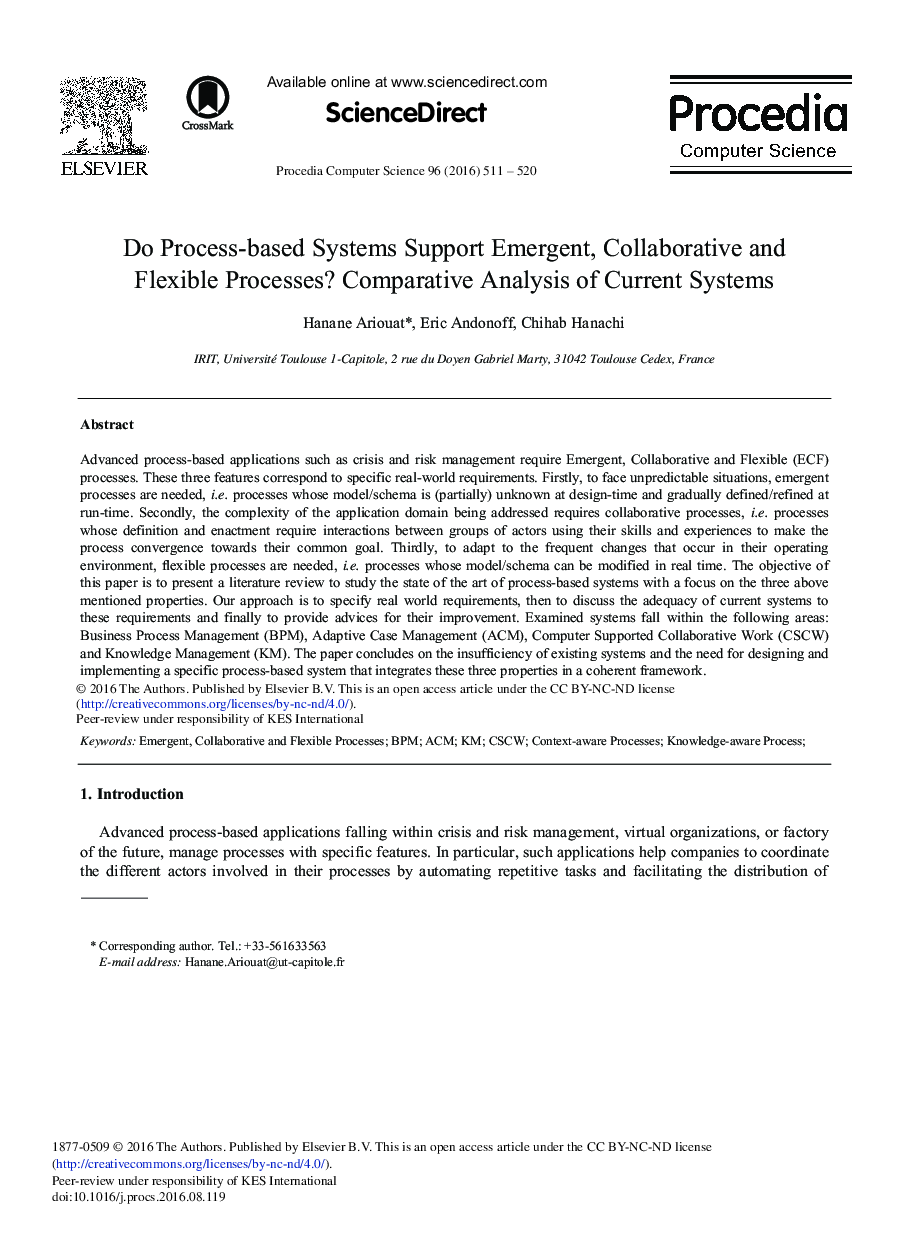 Do Process-based Systems Support Emergent, Collaborative and Flexible Processes? Comparative Analysis of Current Systems