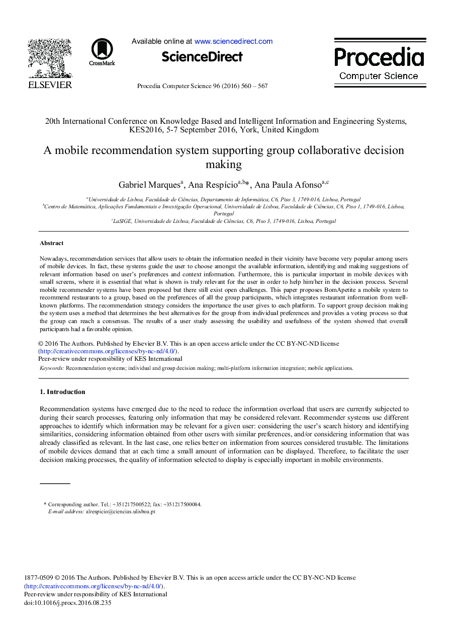 A Mobile Recommendation System Supporting Group Collaborative Decision Making