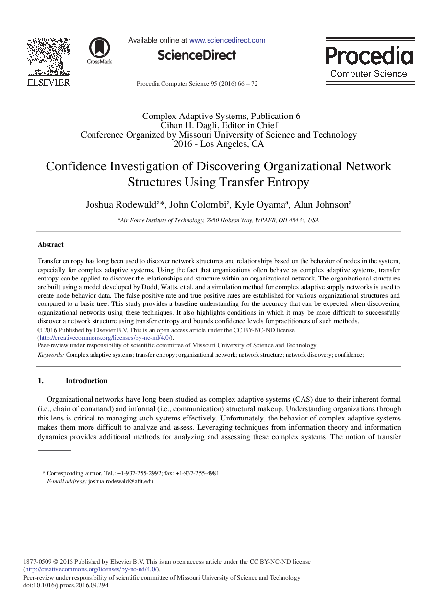 Confidence Investigation of Discovering Organizational Network Structures Using Transfer Entropy