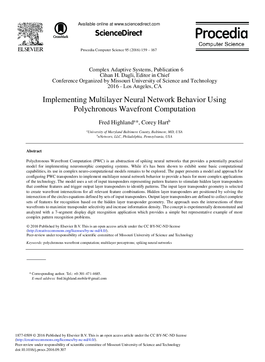 Implementing Multilayer Neural Network Behavior Using Polychronous Wavefront Computation