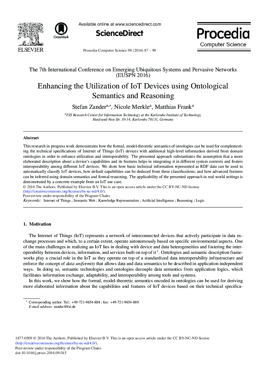 Enhancing the Utilization of IoT Devices Using Ontological Semantics and Reasoning