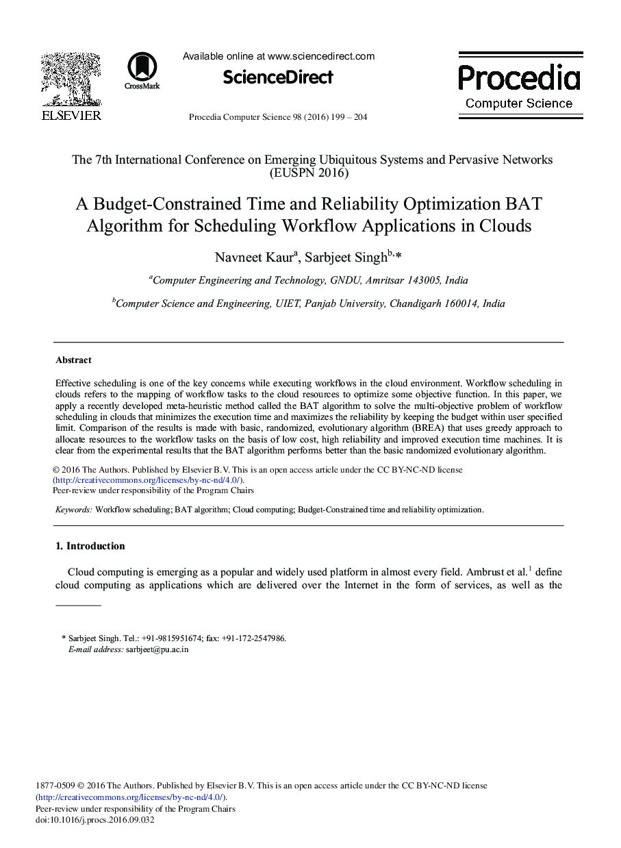 A Budget-constrained Time and Reliability Optimization BAT Algorithm for Scheduling Workflow Applications in Clouds
