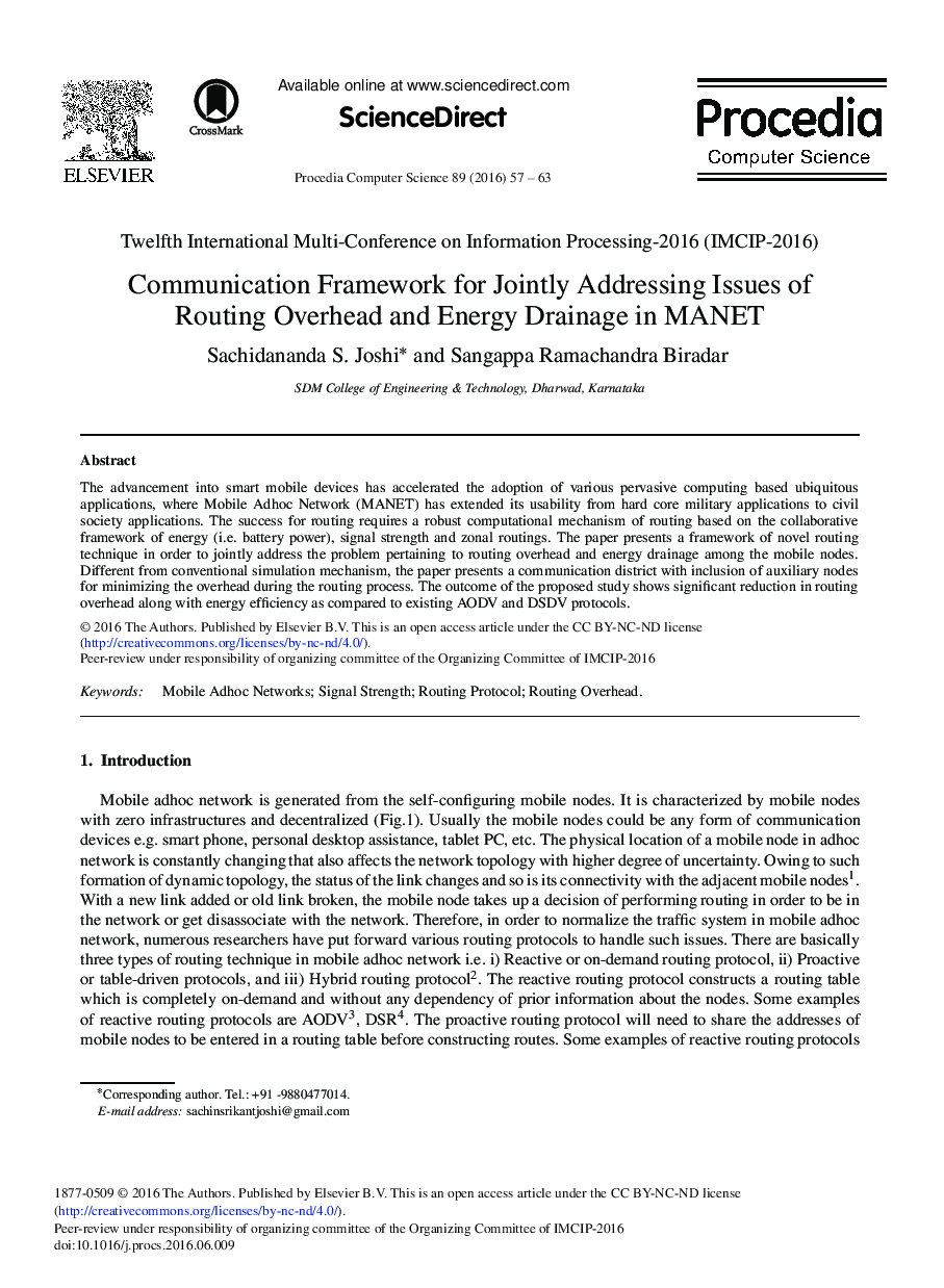Communication Framework for Jointly Addressing Issues of Routing Overhead and Energy Drainage in MANET