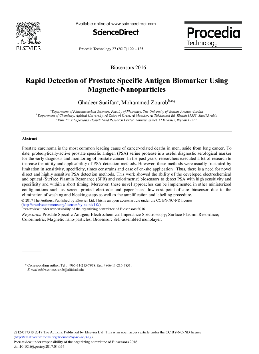 Rapid Detection of Prostate Specific Antigen Biomarker Using Magnetic-Nanoparticles