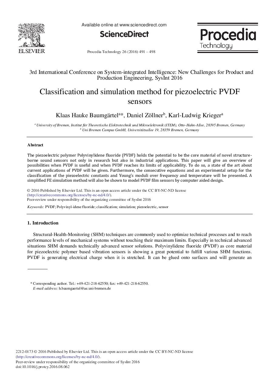 Classification and Simulation Method for Piezoelectric PVDF Sensors