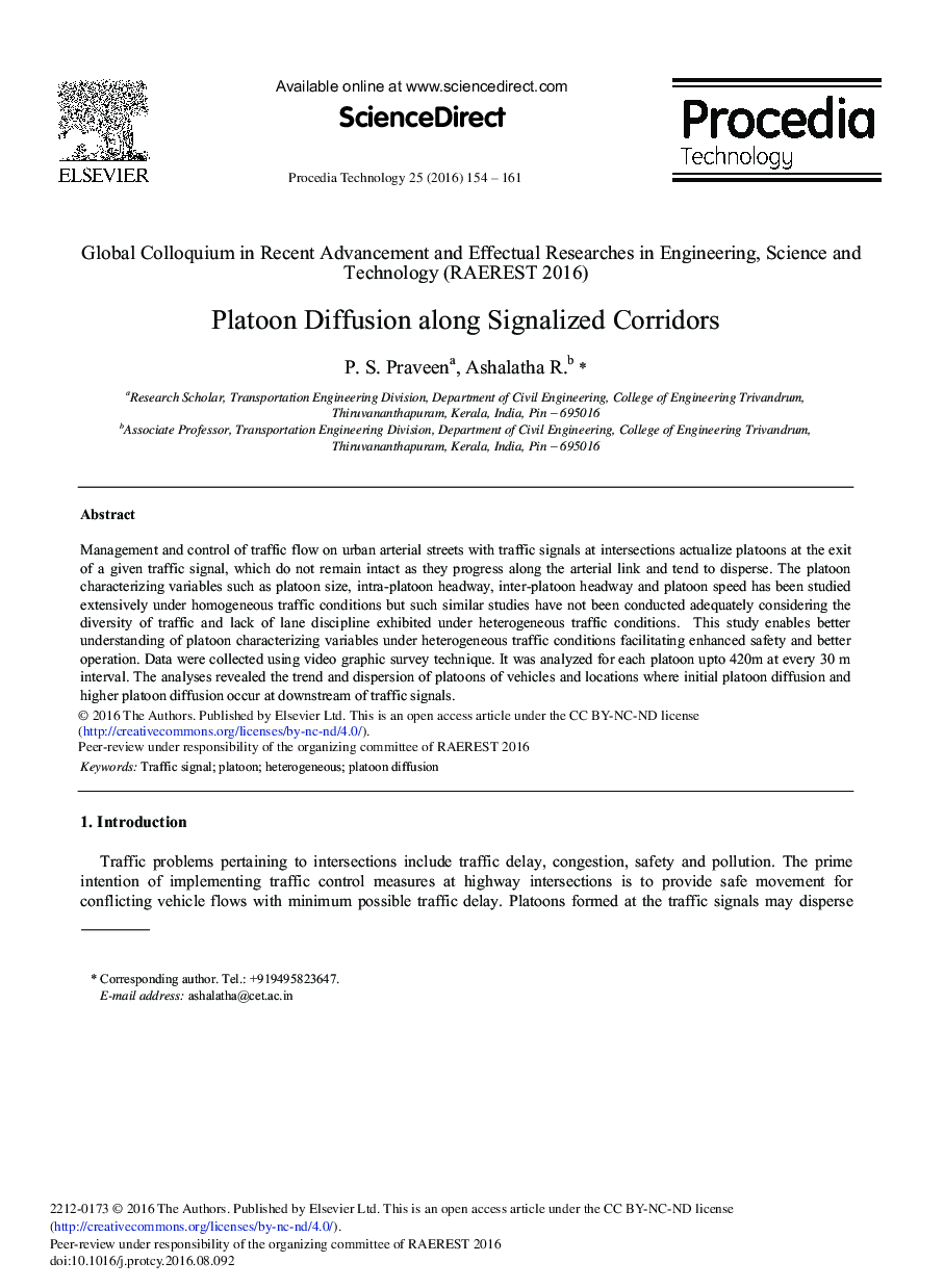 Platoon Diffusion along Signalized Corridors