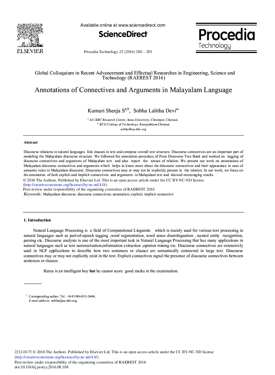 Annotations of Connectives and Arguments in Malayalam Language