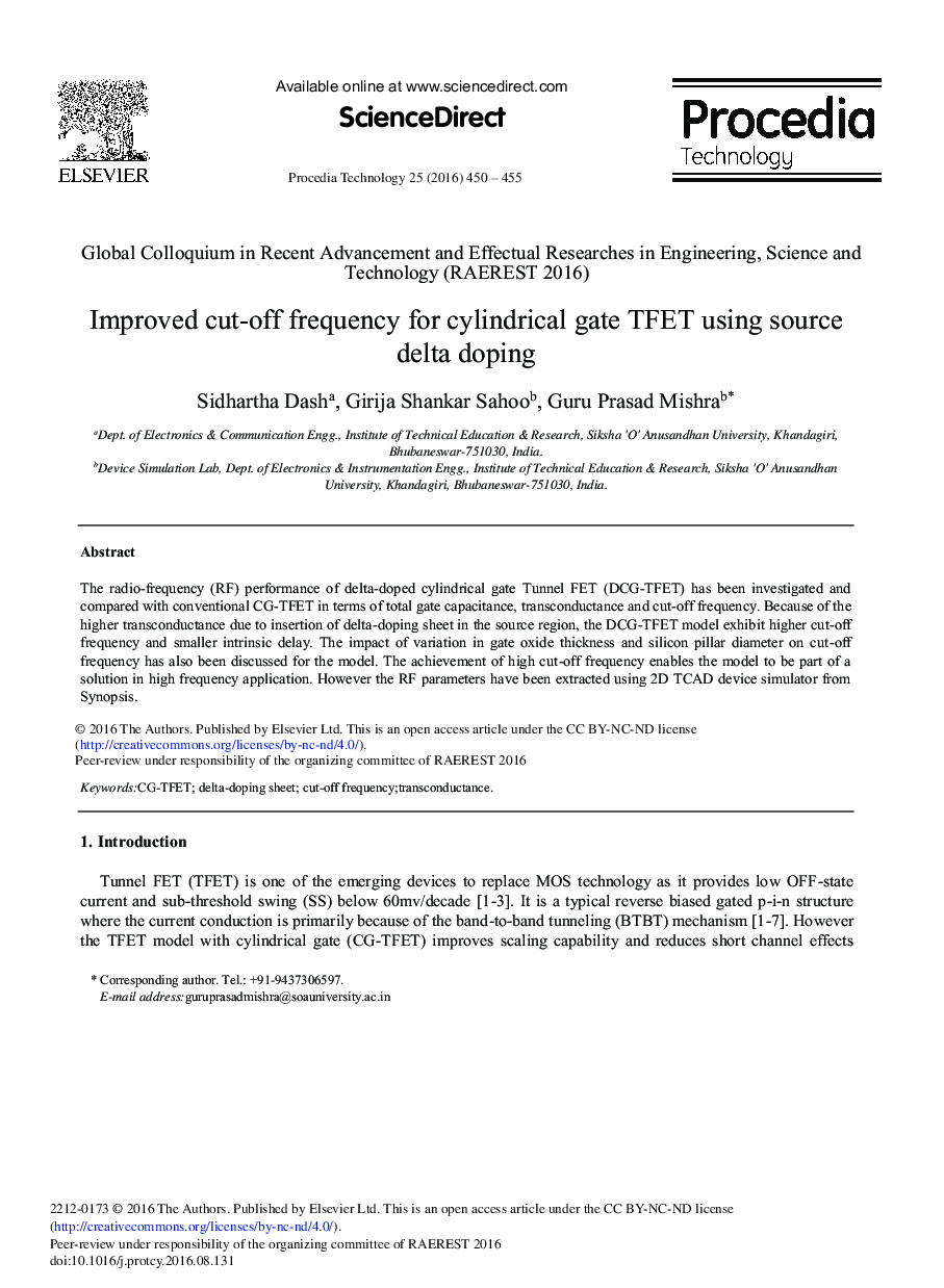 Improved Cut-off Frequency for Cylindrical Gate TFET Using Source Delta Doping