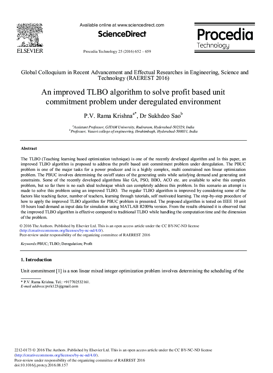 An Improved TLBO Algorithm to Solve Profit Based Unit Commitment Problem under Deregulated Environment