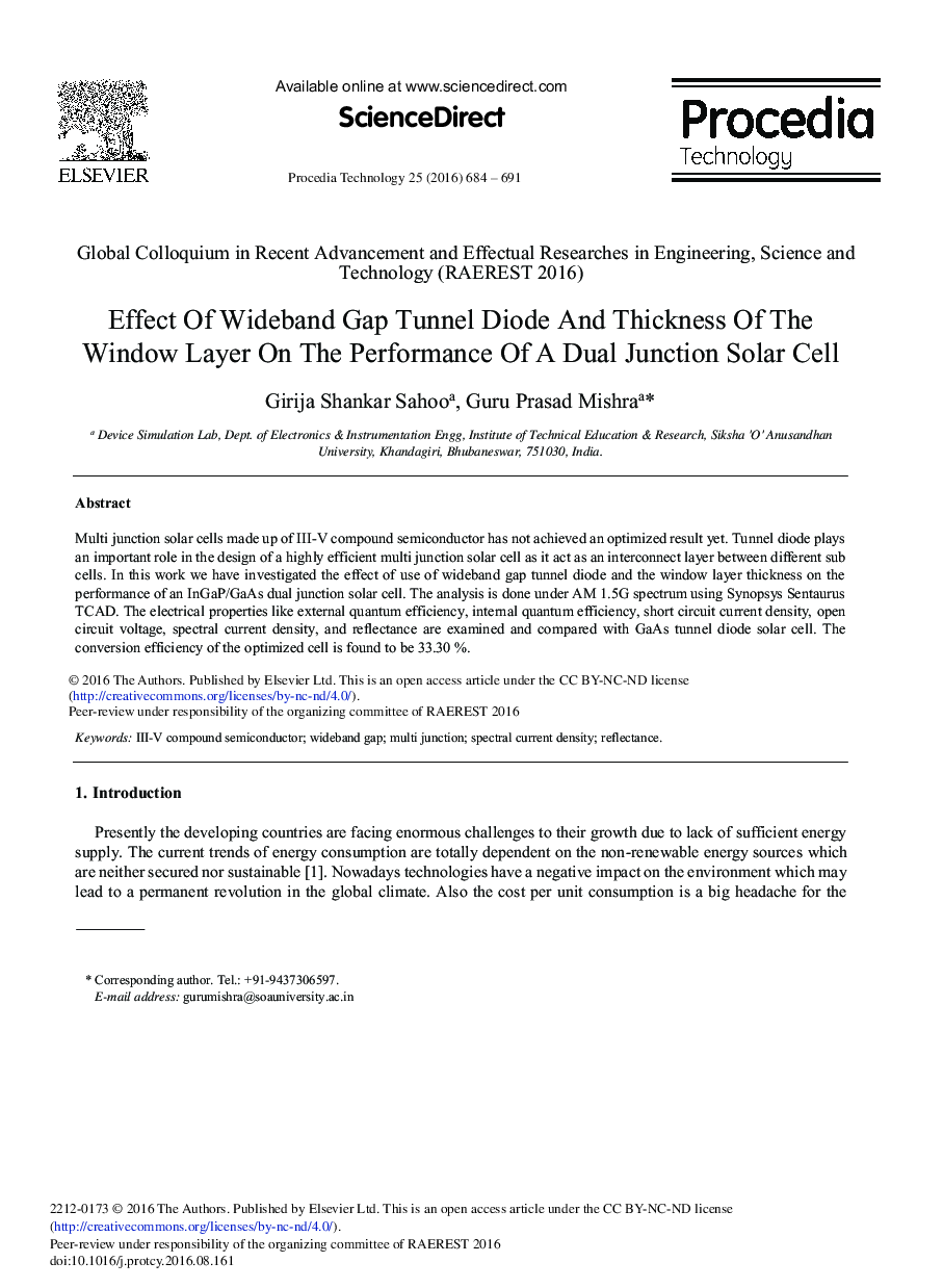 Effect of Wideband Gap Tunnel Diode and Thickness of the Window Layer on the Performance of a Dual Junction Solar Cell