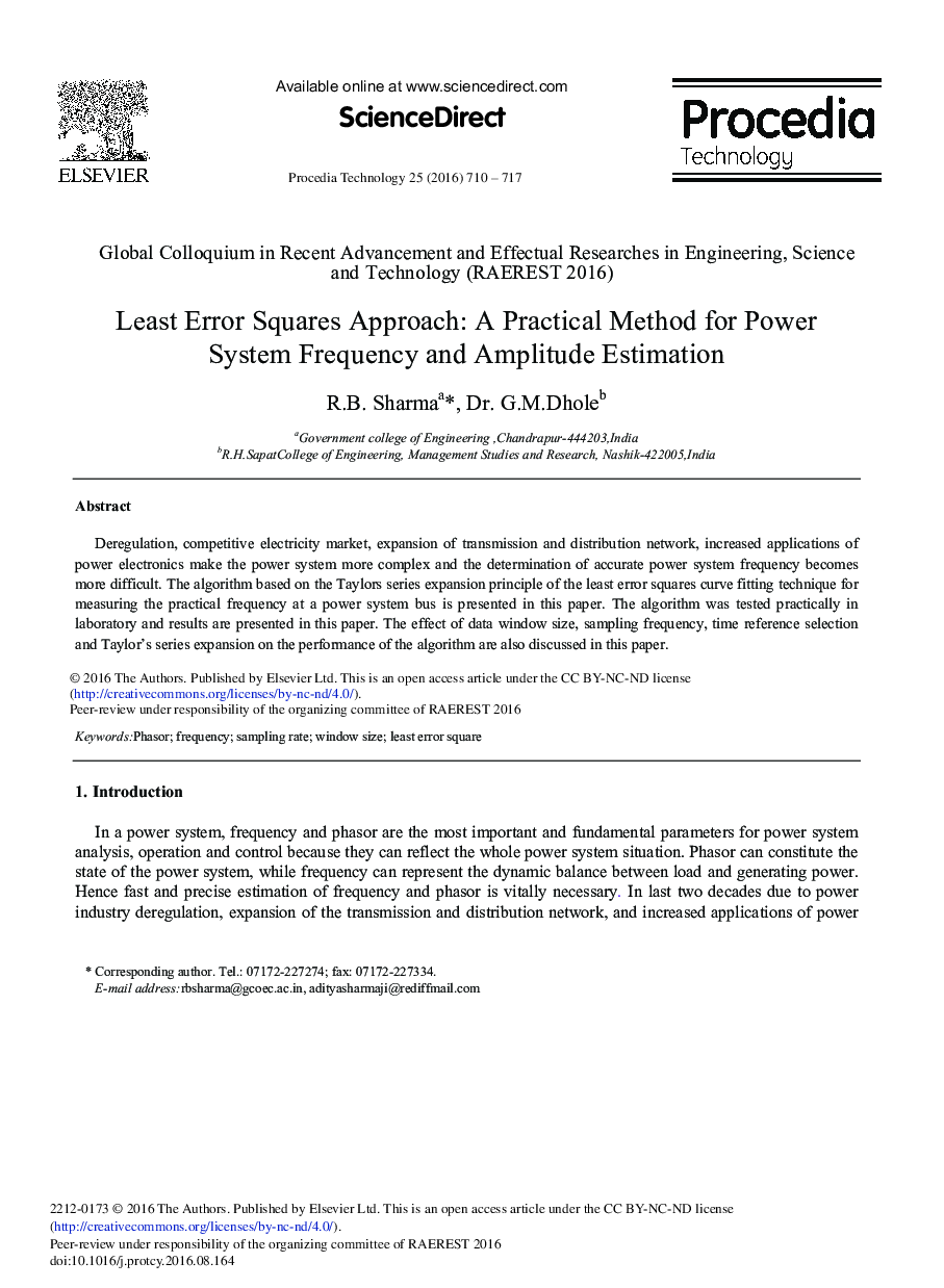 Least Error Squares Approach: A Practical Method for Power System Frequency and Amplitude Estimation