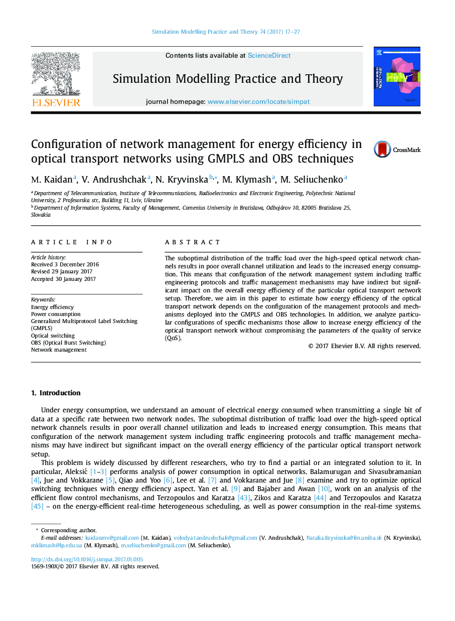 Configuration of network management for energy efficiency in optical transport networks using GMPLS and OBS techniques