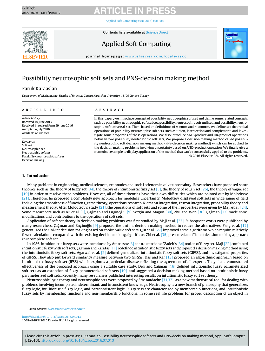 Possibility neutrosophic soft sets and PNS-decision making method