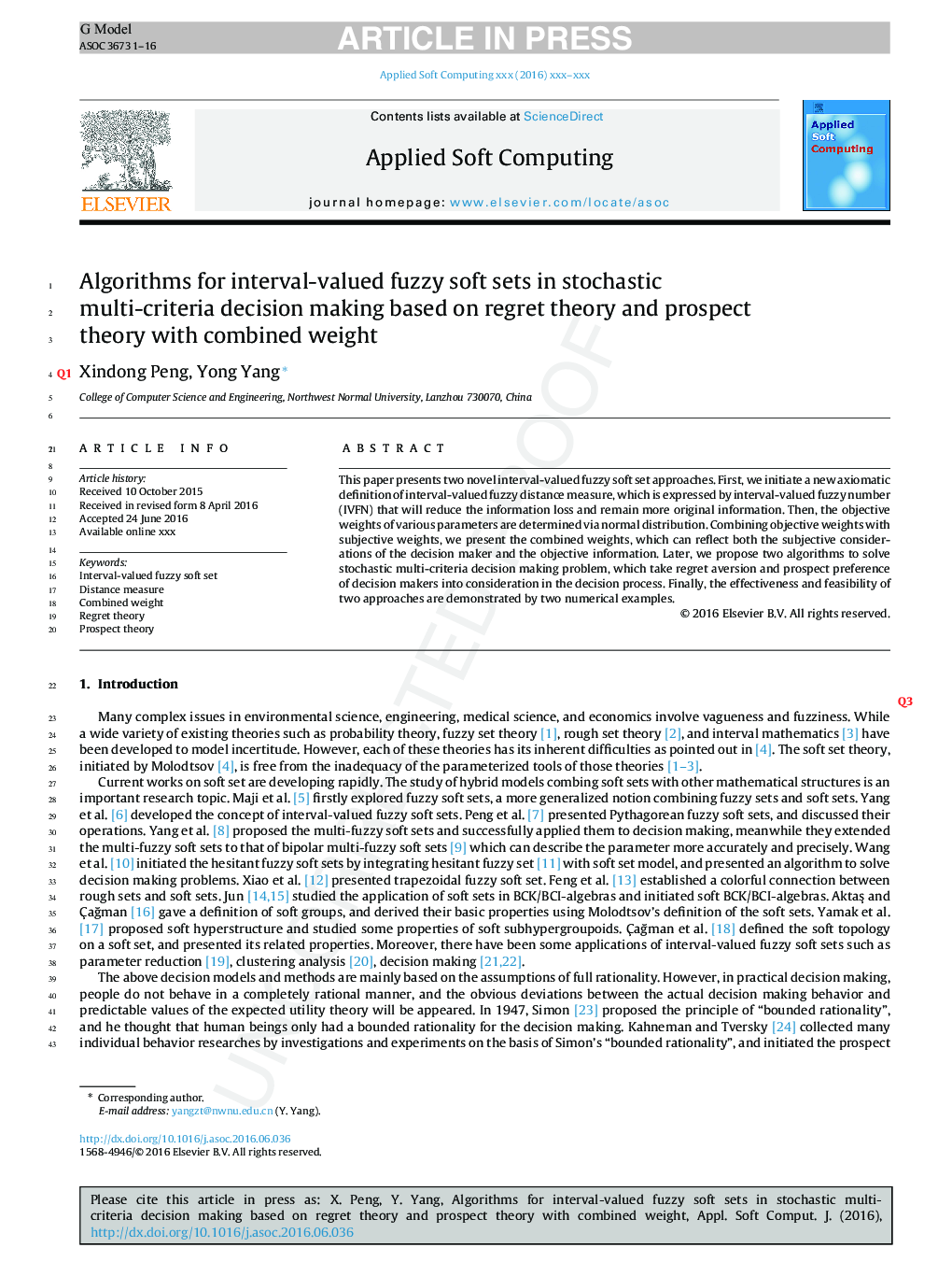 Algorithms for interval-valued fuzzy soft sets in stochastic multi-criteria decision making based on regret theory and prospect theory with combined weight