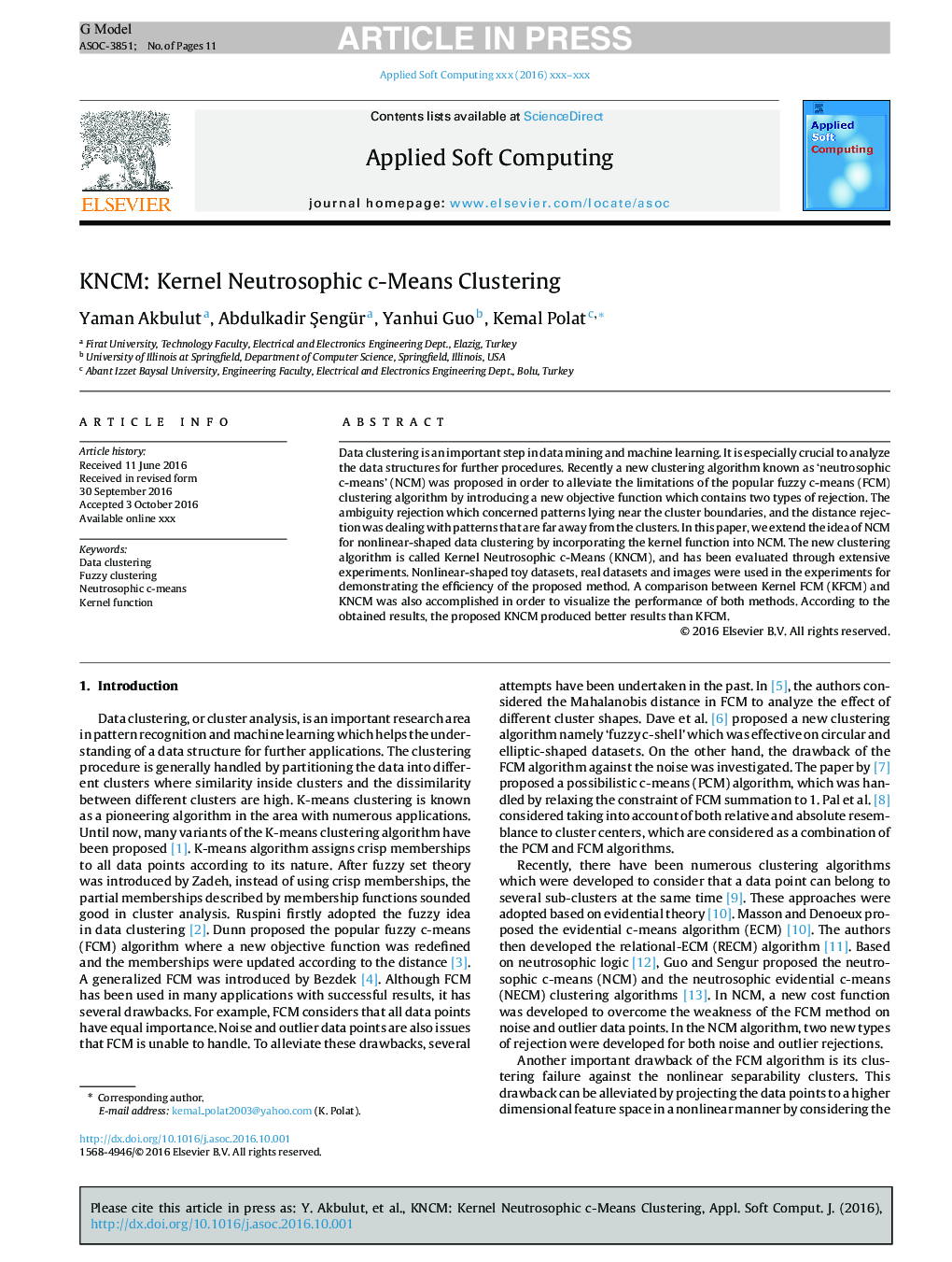 KNCM: Kernel Neutrosophic c-Means Clustering