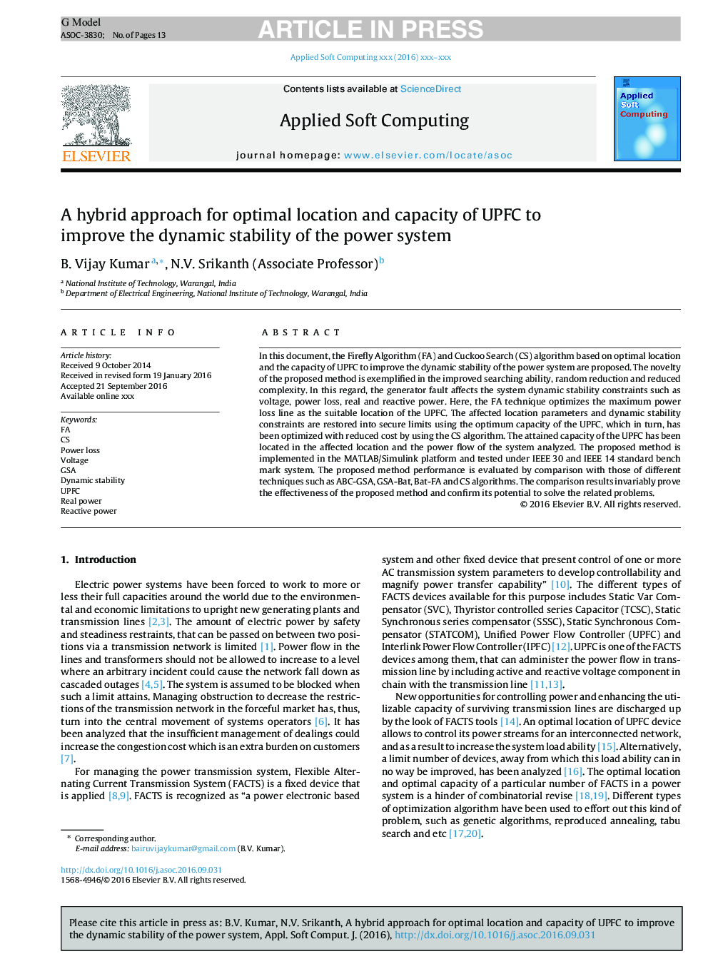 A hybrid approach for optimal location and capacity of UPFC to improve the dynamic stability of the power system