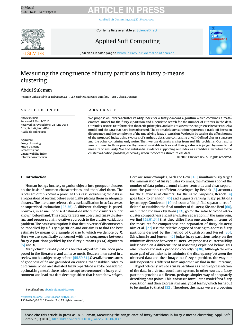 Measuring the congruence of fuzzy partitions in fuzzy c-means clustering