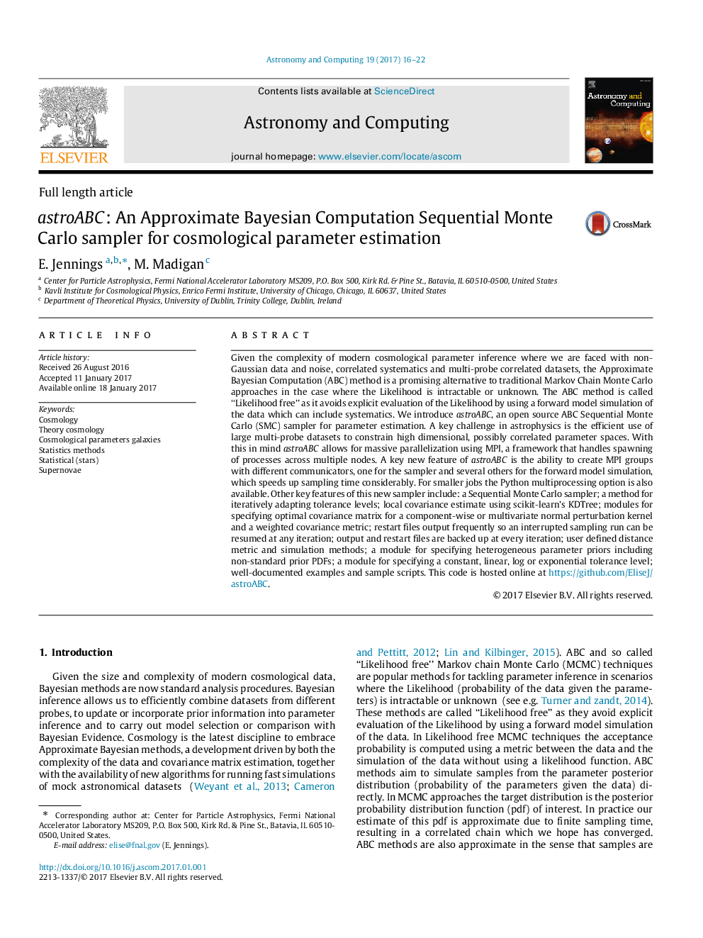 astroABC : An Approximate Bayesian Computation Sequential Monte Carlo sampler for cosmological parameter estimation