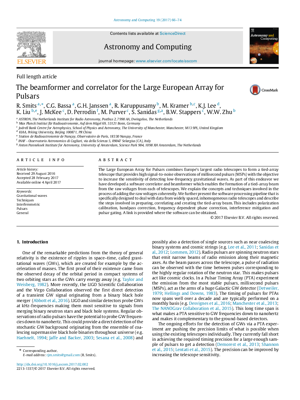 The beamformer and correlator for the Large European Array for Pulsars