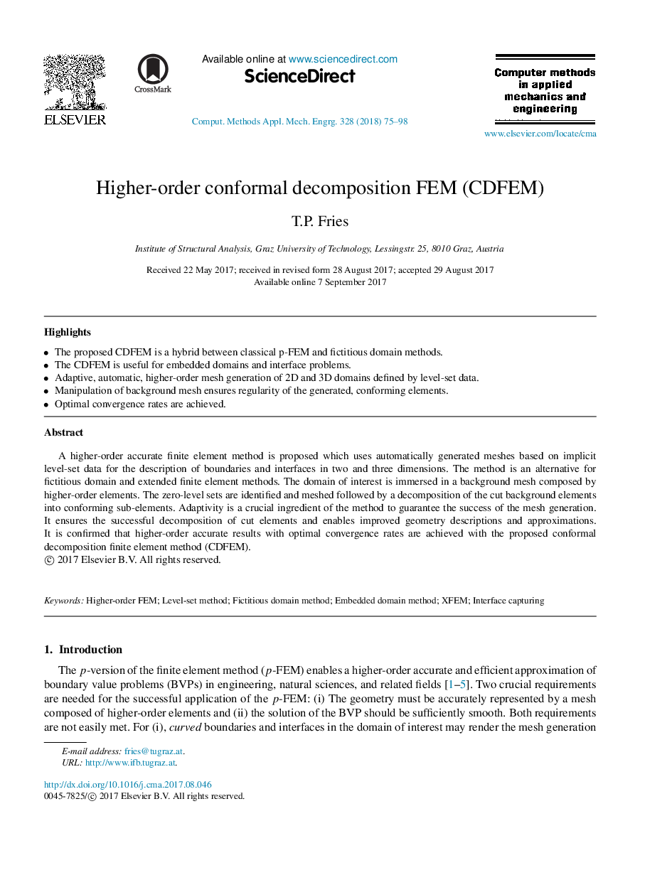 Higher-order conformal decomposition FEM (CDFEM)