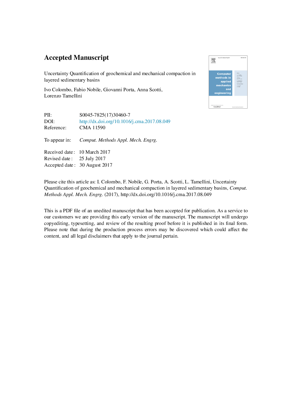 Uncertainty Quantification of geochemical and mechanical compaction in layered sedimentary basins