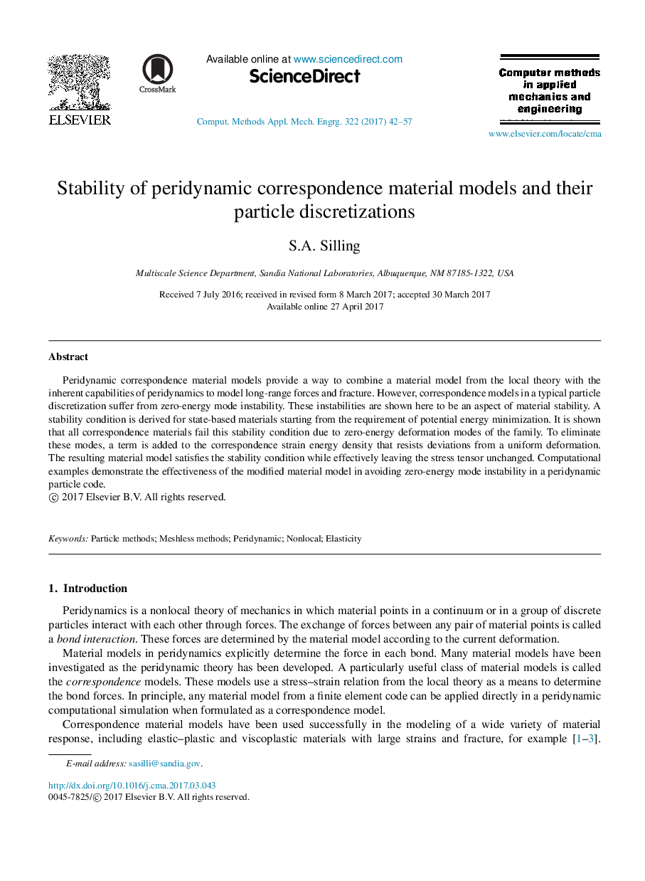 Stability of peridynamic correspondence material models and their particle discretizations