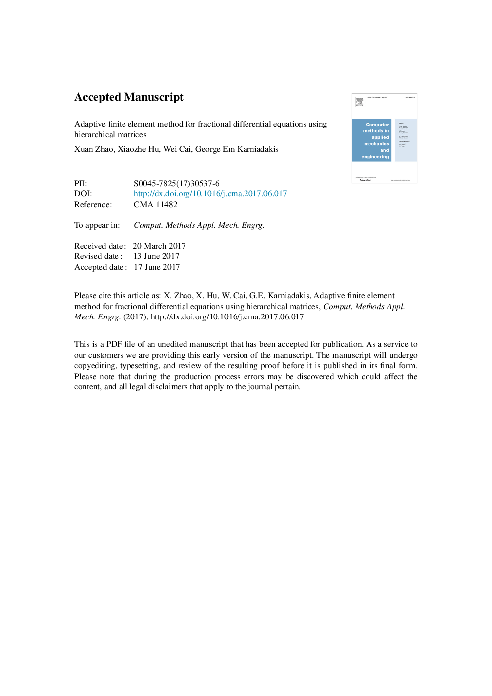 Adaptive finite element method for fractional differential equations using hierarchical matrices