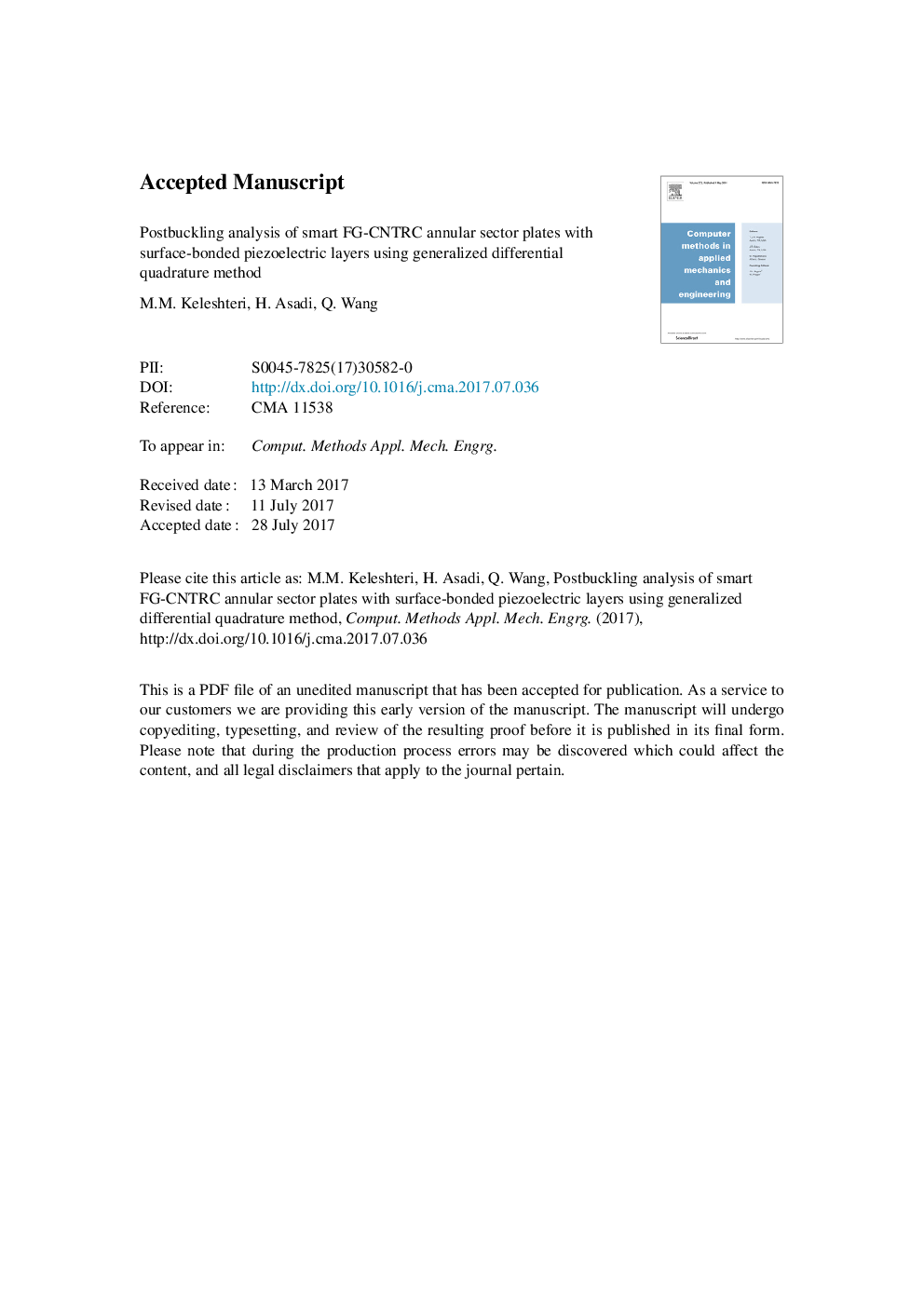 Postbuckling analysis of smart FG-CNTRC annular sector plates with surface-bonded piezoelectric layers using generalized differential quadrature method