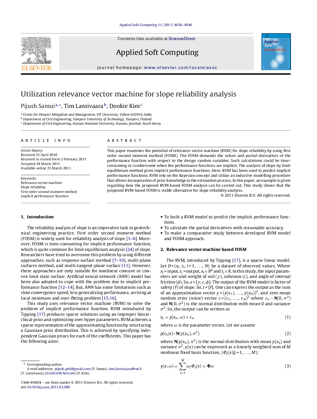 Utilization relevance vector machine for slope reliability analysis