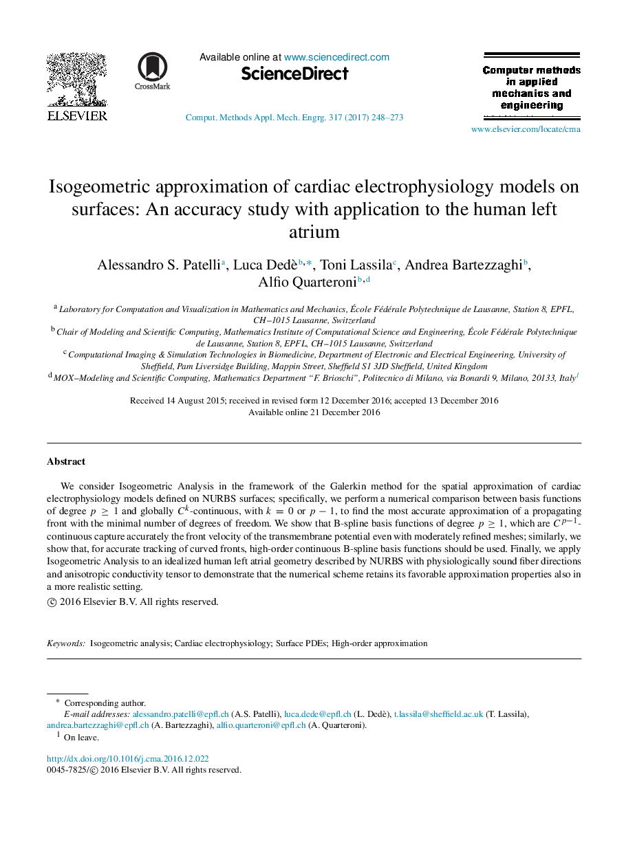 Isogeometric approximation of cardiac electrophysiology models on surfaces: An accuracy study with application to the human left atrium