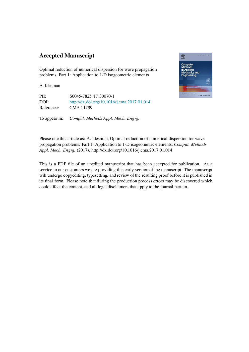 Optimal reduction of numerical dispersion for wave propagation problems. Part 1: Application to 1-D isogeometric elements