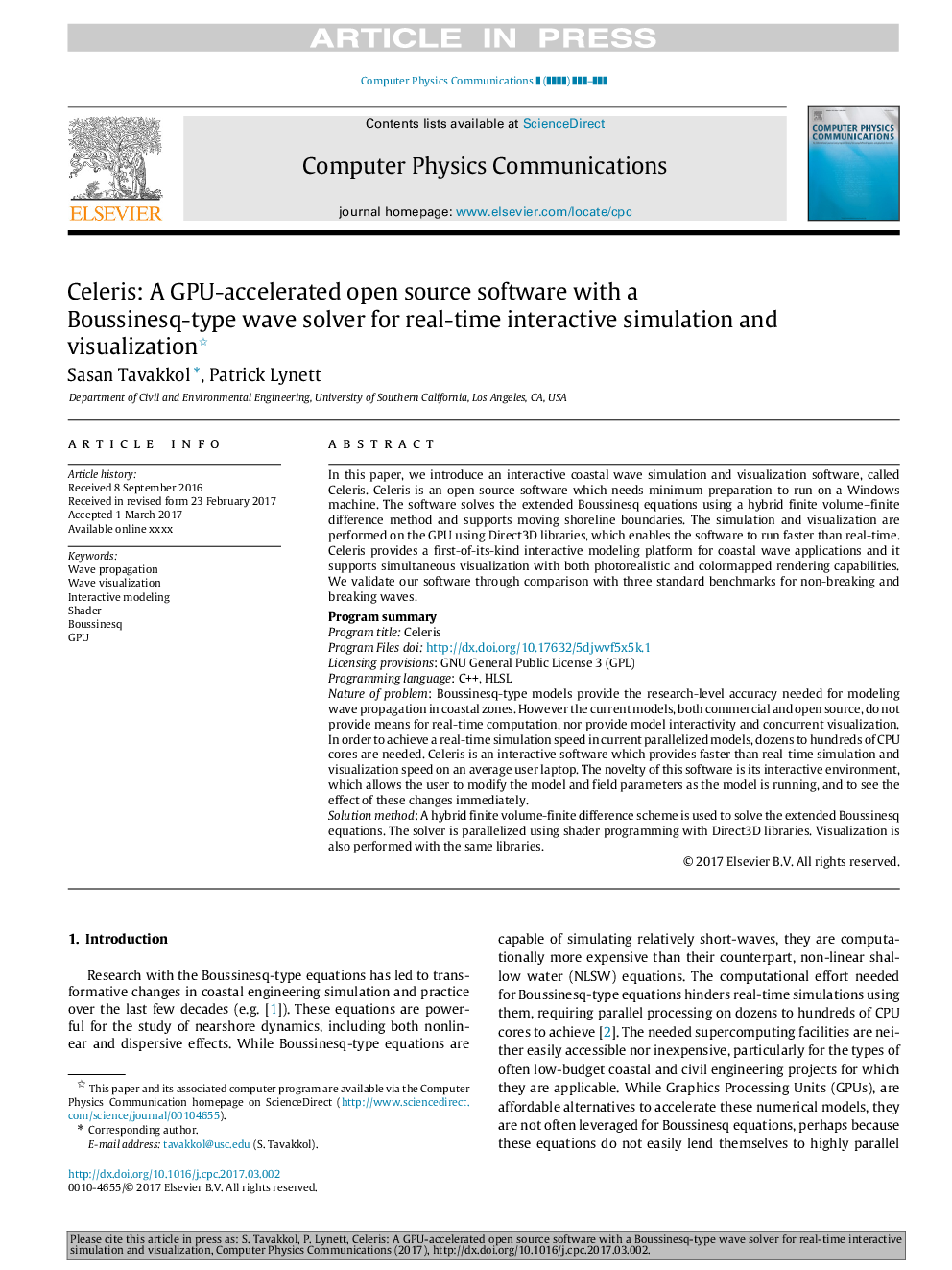 Celeris: A GPU-accelerated open source software with a Boussinesq-type wave solver for real-time interactive simulation and visualization