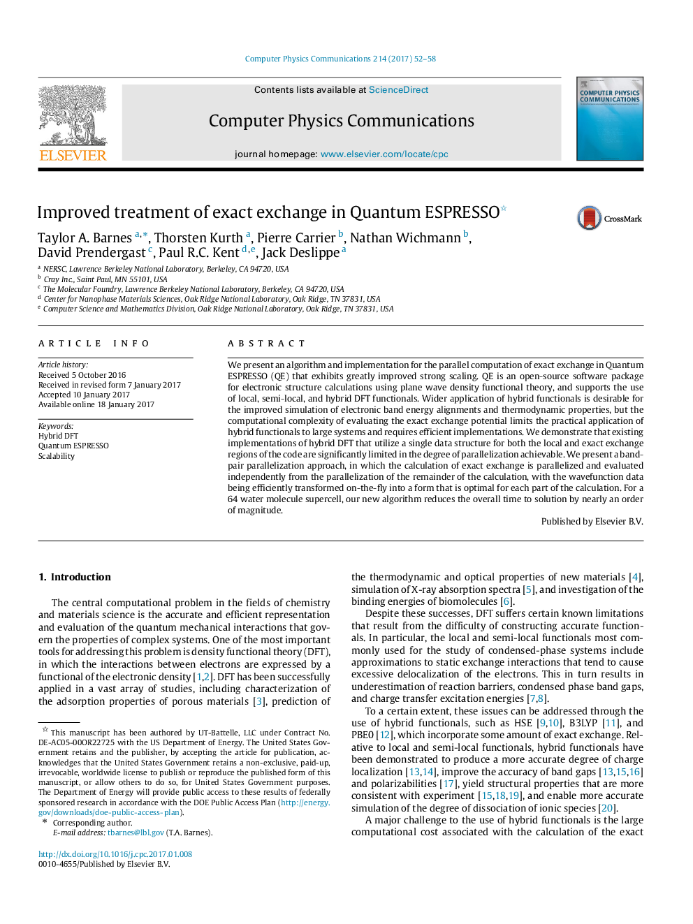 Improved treatment of exact exchange in Quantum ESPRESSO