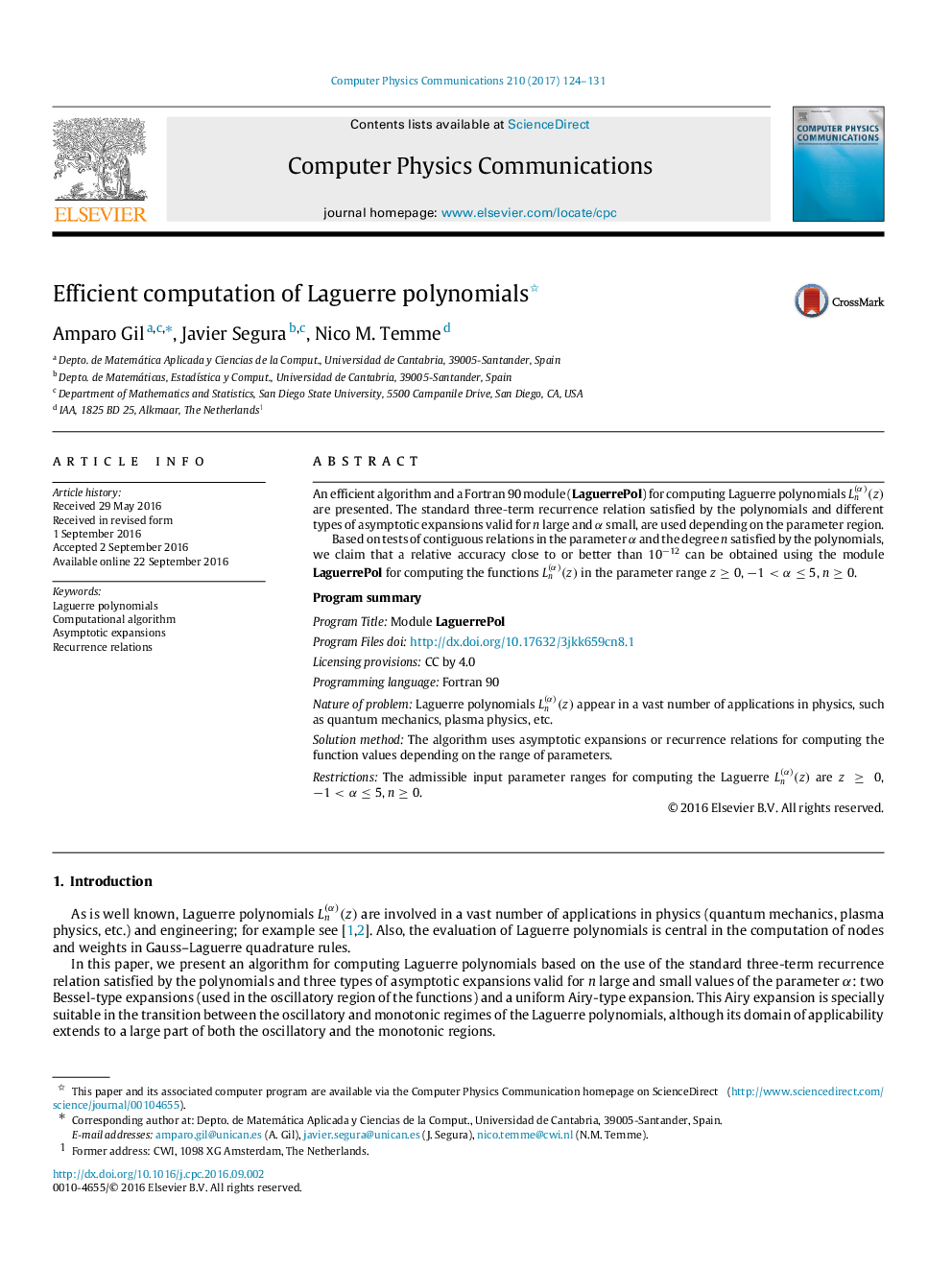 Efficient computation of Laguerre polynomials