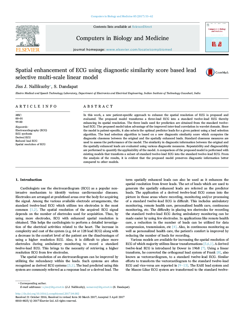 Spatial enhancement of ECG using diagnostic similarity score based lead selective multi-scale linear model