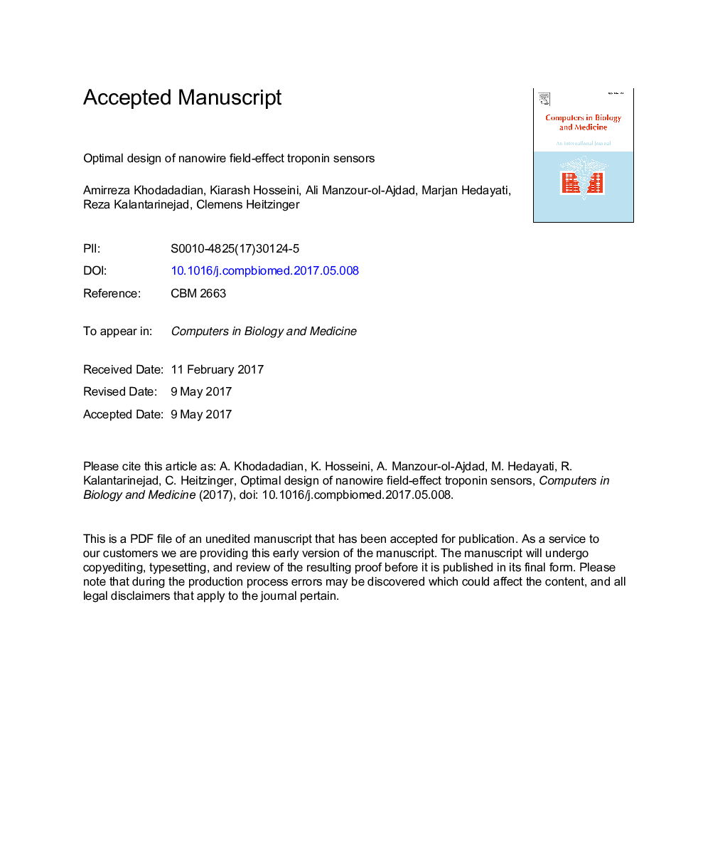 Optimal design of nanowire field-effect troponin sensors