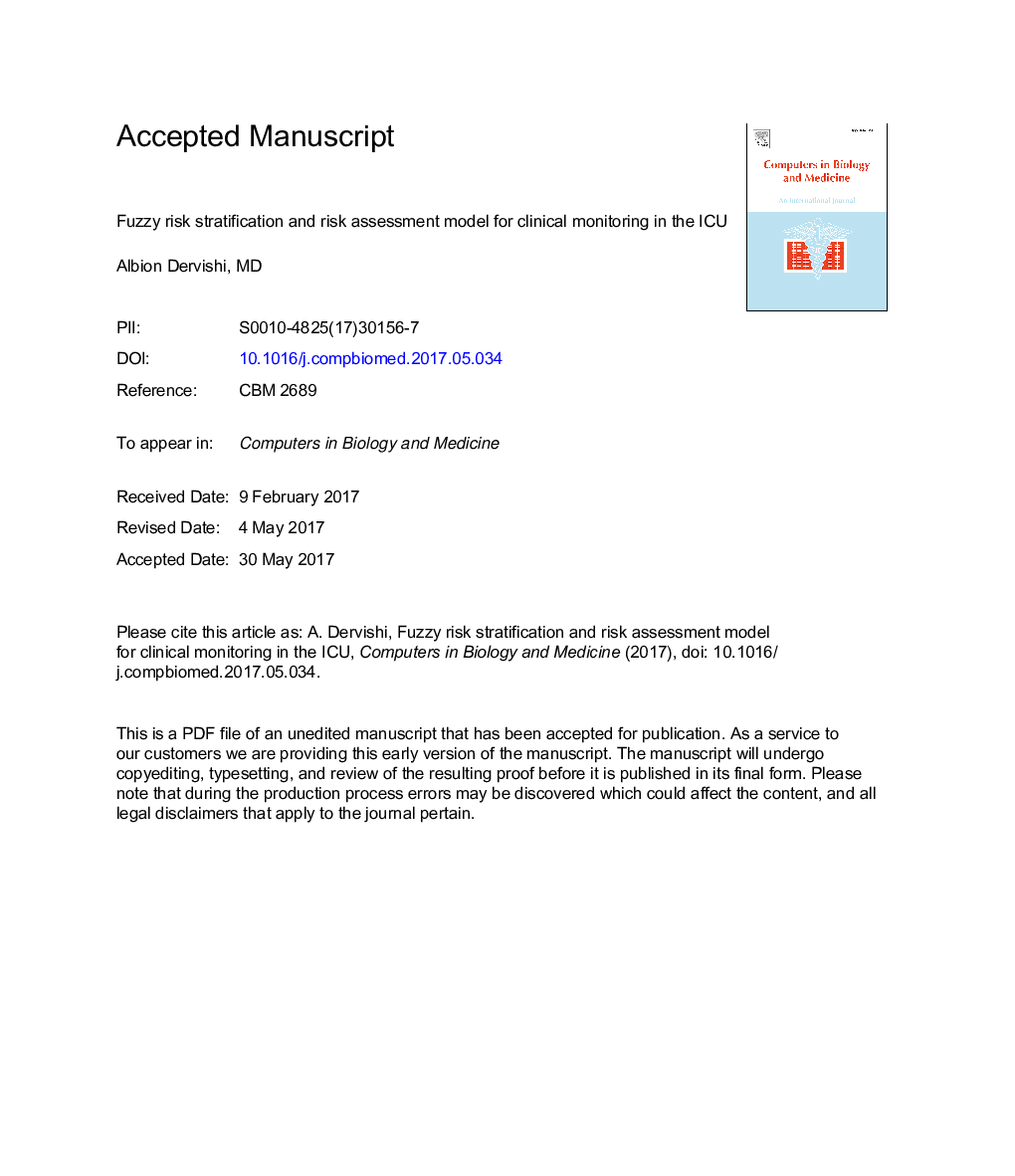 Fuzzy risk stratification and risk assessment model for clinical monitoring in the ICU