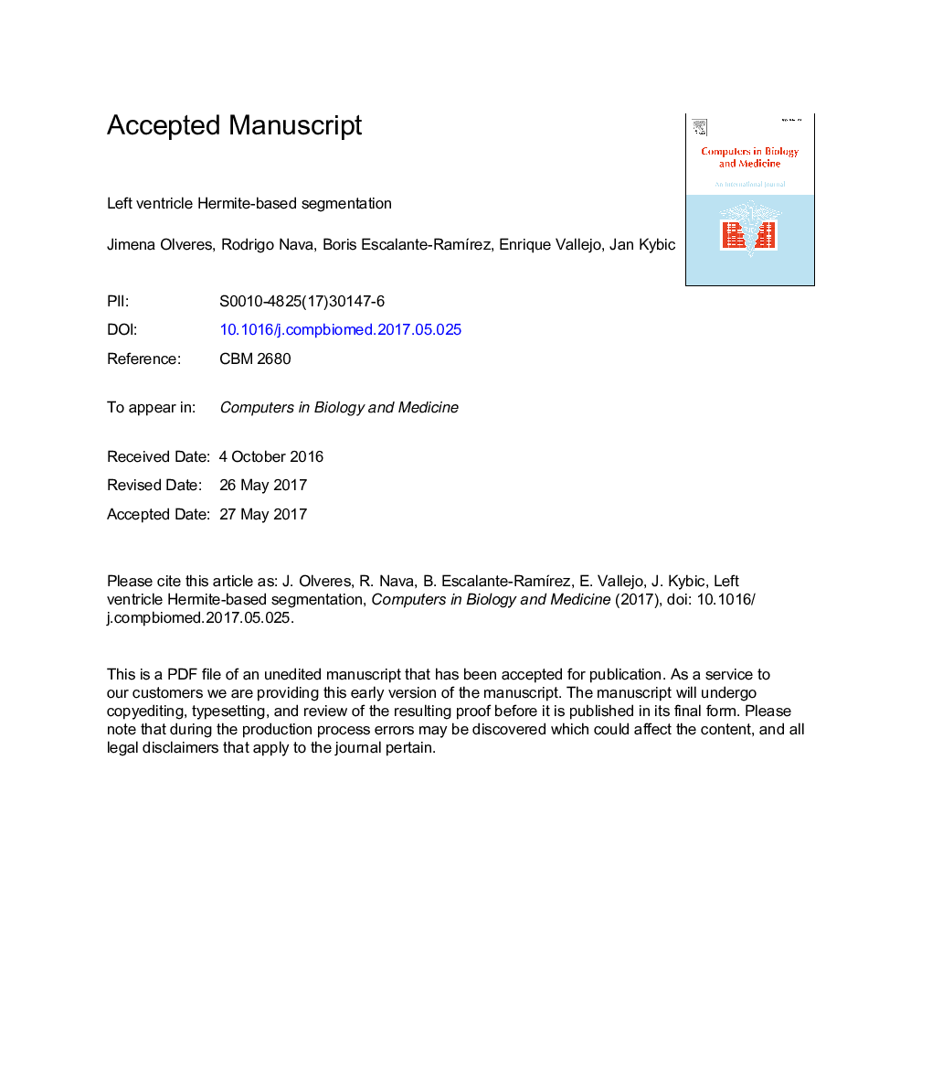 Left ventricle Hermite-based segmentation