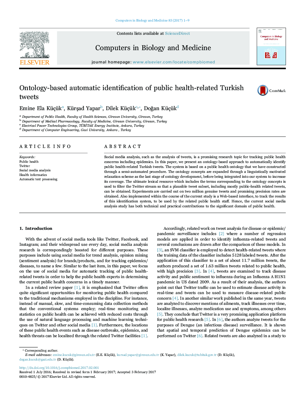 Ontology-based automatic identification of public health-related Turkish tweets