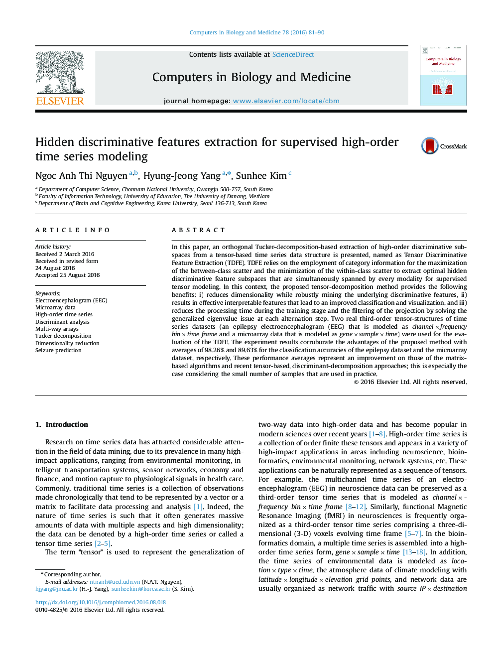Hidden discriminative features extraction for supervised high-order time series modeling