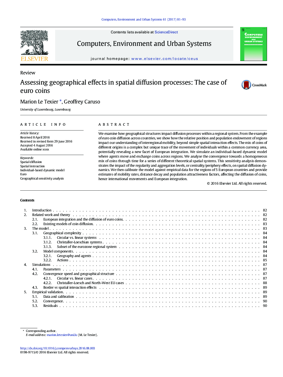 Assessing geographical effects in spatial diffusion processes: The case of euro coins